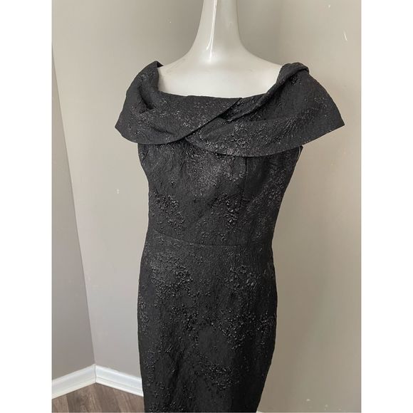 NWT RICKIE FREEMAN FOR TERI JON Off-Shoulder Jacquard Column Gown Size 6 $630 - Picture 6 of 11